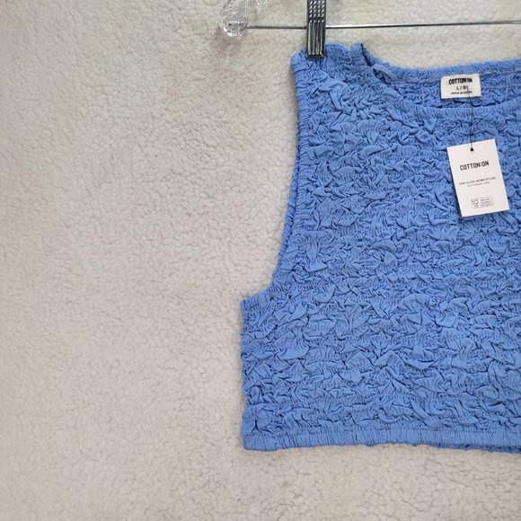 NWT Cotton On Blue Stretch Scrunchie Y2K Style Sleeveless Sexy Crop Top - Picture 4 of 12